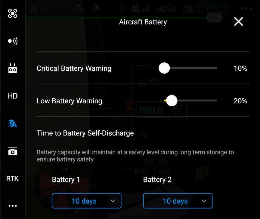 meny upravlenya mavic 2